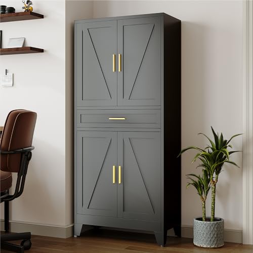 71 "Farmhouse Metal Filing Cabinet with a Drawer and 4 Adjustable Shelves