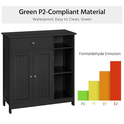 Bathroom Storage Cabinet with Drawer and 2 Beadboard Doors