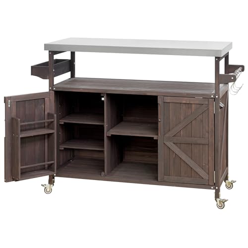 Outdoor Grill Table with Stainless Steel Top