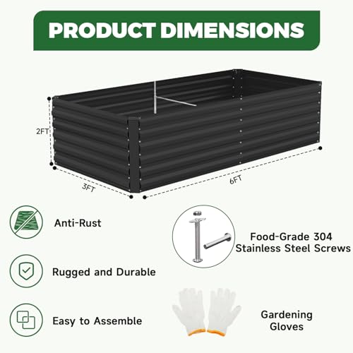6x3x2ft Outdoor Metal Raised Garden Bed (4 Count)