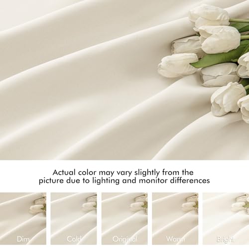 Beige White Back Tab Blackout Curtains 52x84 Inch Length 2 Panel Set (2 Count)