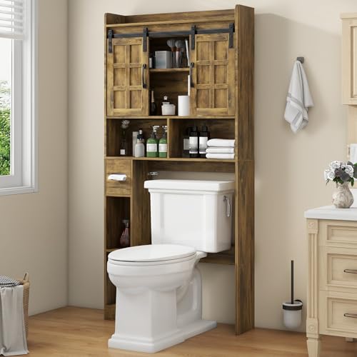 Over The Toilet Storage Cabinet with Sliding Doors