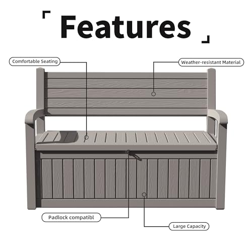 75 Gallon Storage Bench Deck Box Outdoor Indoor