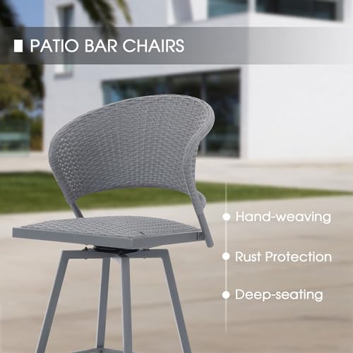 Patio Bar Stool Chairs with Footrests and Padded Seat (2 Count)