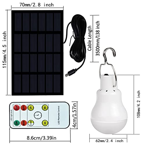 Solar Bulb Light 350LM Solar Powered Portable Camping Light Led Lantern Outdoor Lamp Hiking Fishing Tent Indoor Shed Chicken Coop Hurricane Emergency Chargeable (2 Count)