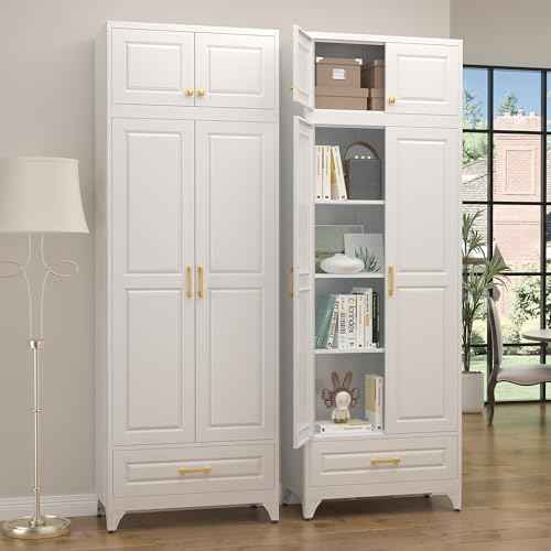 90" Metal Storage Cabinet with Doors and 3 Adjustable Shelves