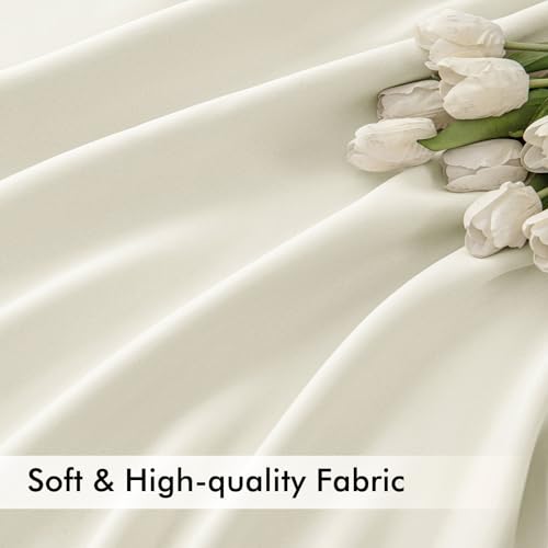 Cream Back Tab Blackout Curtains 52x102 Inch Long 2 Panels Set (2 Count)