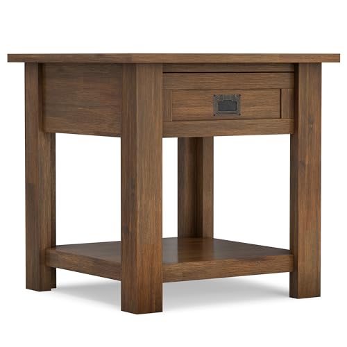Monroe 22" Wide Solid Wood Rectangular End Table in Brown