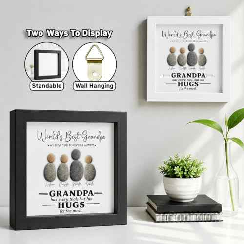 Personalized Grandpa Pebble Art Wooden Frame Sign