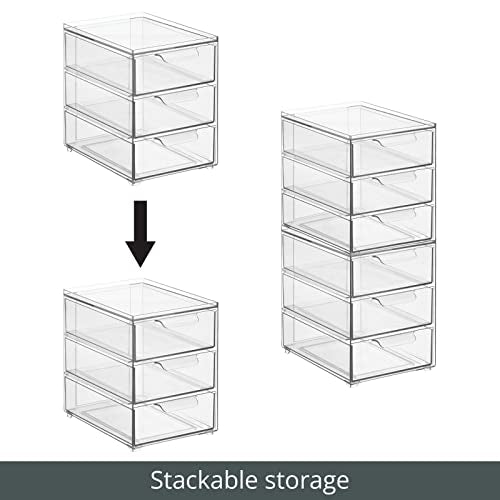 Plastic Stackable Organizer with 3 Drawers (4 Count)
