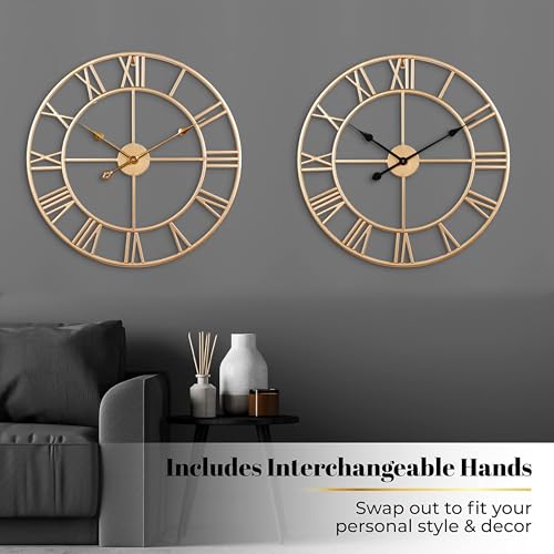 Silent 24 Inch Wall Clock for Living Room Decor