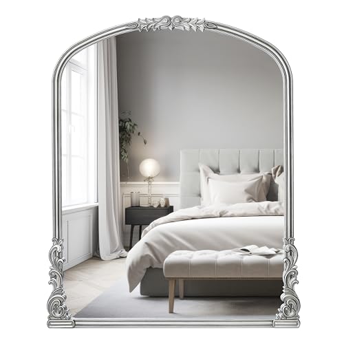 English Estate Carved Arch Wood Wall Mirror