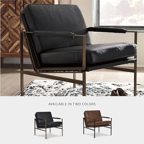Puckman Modern Black Leather Accent Chair