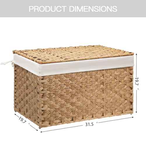 Large Wicker Storage Basket with Lid