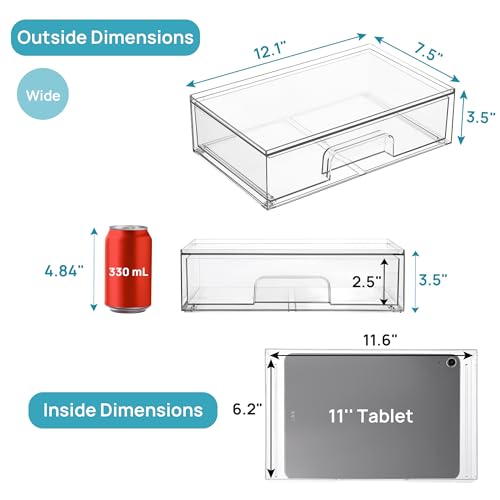 12.1''W Clear Stackable Storage Drawers (3 Count)