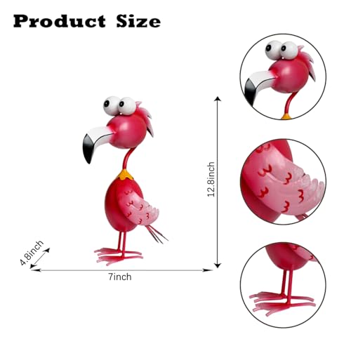 Flamingo Decor Yard Decorations Outdoor Garden Statue Outside Metal Bird Courtyard Art Pink Flamingos for Patio Backyard Porch Decoration