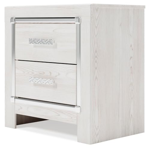 Altyra White Nightstand with Charging Station