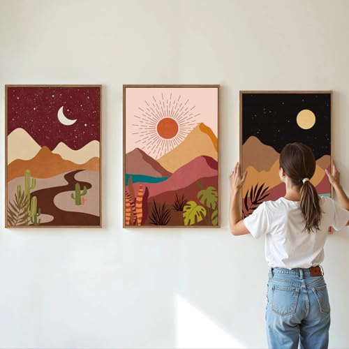 Boho Desert Framed Canvas Wall Art Set of 3 (3 Count)