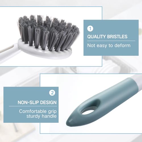 24 Pack Long Handle Dish Scrub Brush Stiff Bristles (24 Count)