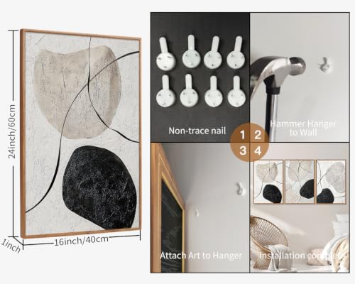 Black and White Framed Canvas Wall Art Set