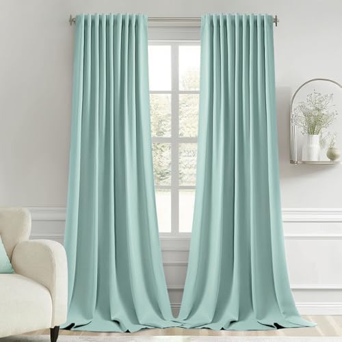 Aqua Back Tab Blackout Curtains 52x96 Inch Long 2 Panels Set (2 Count)