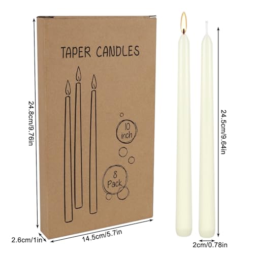 8 Pack Ivory Taper Candles 10 Inch Tall 3 (8 Count)