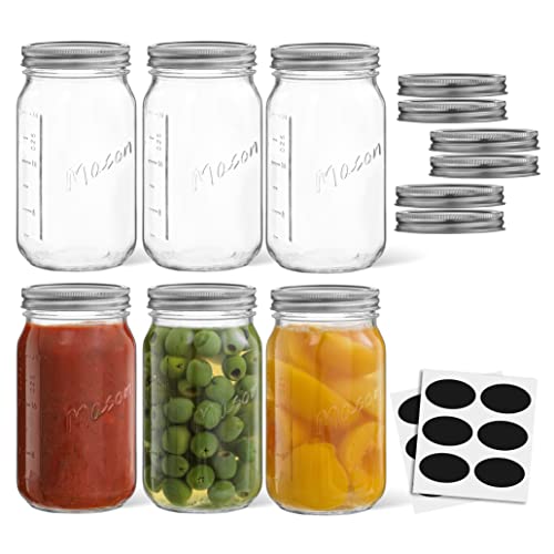 32 Oz Mason Jars With Lids (6 Count)