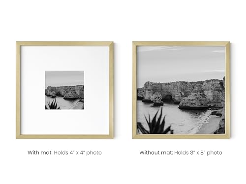 8x8 Gold Metal Picture Frames Matted to 4x4 (6 Count)