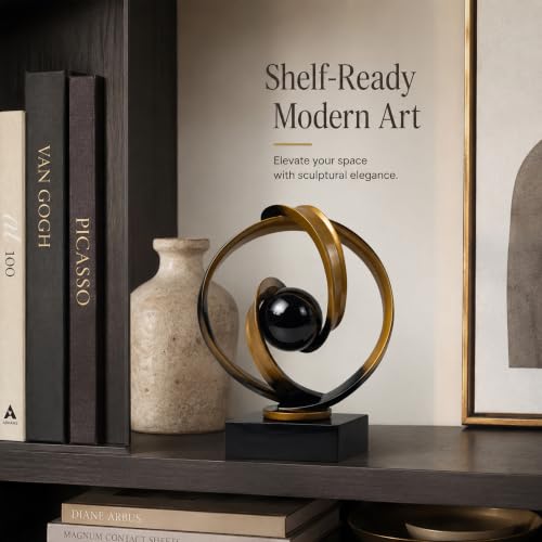 Modern Black Gold Abstract Sculpture for Office Desk Living Room Decor