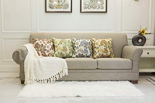 Set of 2 Jacquard Tropical Leaf Pattern Throw Pillow Covers Decorative Pillowcase 20X20 Inches (2 Count)