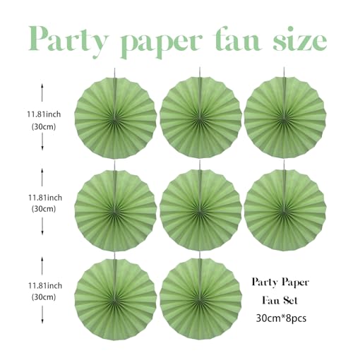 Green Party Decorations Lime Green Hanging Paper Fans DIY Set 12in (30 Count)