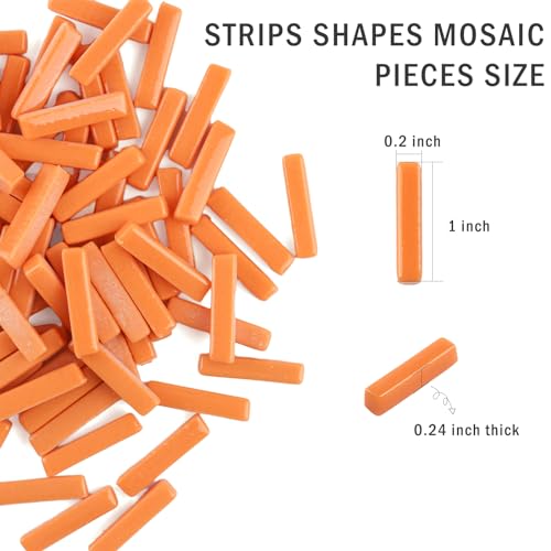 150g Orange Strips Glass Mosaic Tiles for Crafts Bulk (5.29 Ounce)