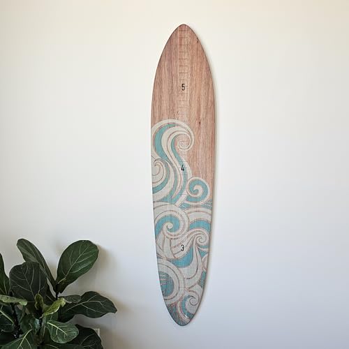 Wooden Surfboard Wall Decor Growth Chart