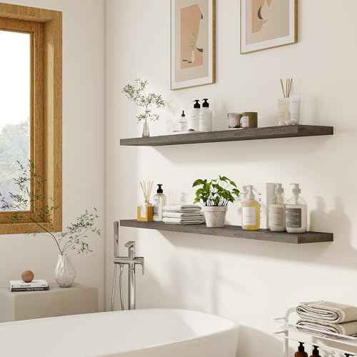 Elm Wood Floating Shelf 55x8” Set of 1