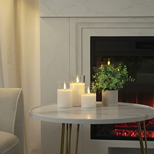 Pure White Glass Flameless Candles (3 Count)