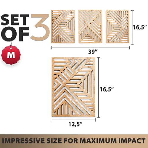 Modern Wooden Wall Sculptures (3 Count)