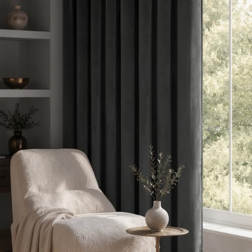Grey Blackout Velvet Curtains Drapes 84 Inch Long 52"x84" Bedroom (2 Count)