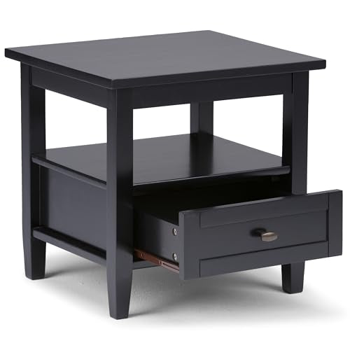 Warm Shaker 20" Wide Solid Wood Square End Table in Black