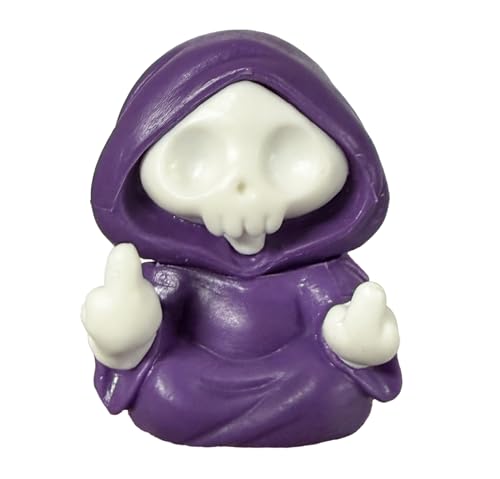 Halloween Skull Figurine Middle Finger Design Halloween Ghost Statue Cool Cute Holiday Tabletop Figurines Ornament Funny Resin Skeleton Statue Indoor Table Shelf Tabletop Home Office Decor