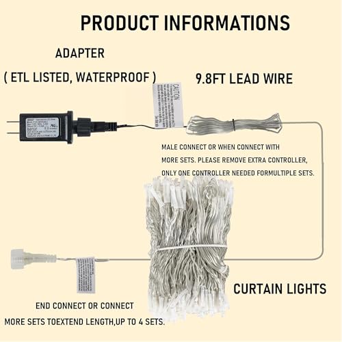 300 LED Curtain String Lights (300 Count)