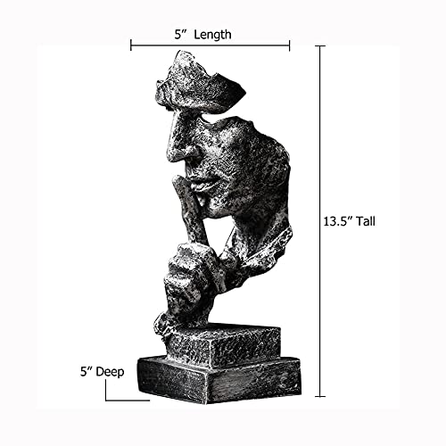 Silence is a Golden Statue Modern Mens Creative Office Home Room Decorations Sculpture Friends Bookshelf Decorative 4.7 x 4.3 x 13.18in