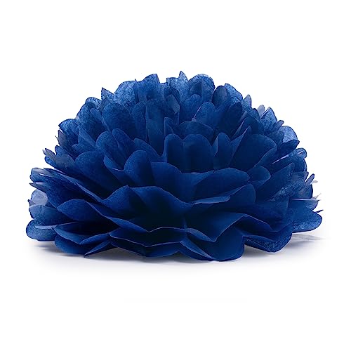 Orange Navy Blue Tissue Paper Pom Poms Party Decorations Paper Flowers (18 Count)