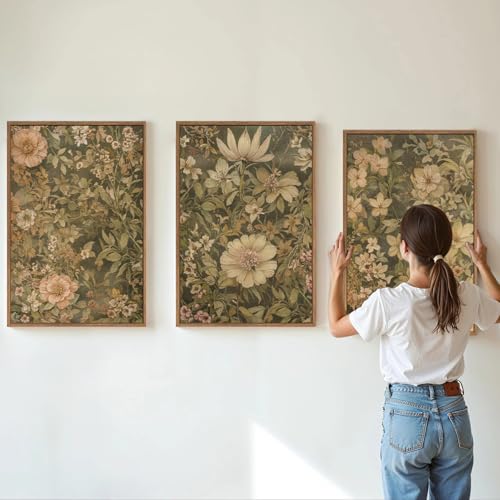 Vintage Floral Framed Canvas Wall Art Set of 3 (3 Count)