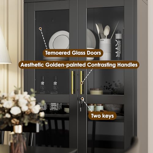 72.8" Glass Display Cabinet with Lock