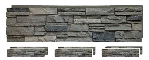 Distinct 6 Pack Faux Stone Wall Panel 48 in x 13 in x 2 in Ledge Stone High Density Polyurethane Wall Siding Panels 24 sq ft (6 Count)
