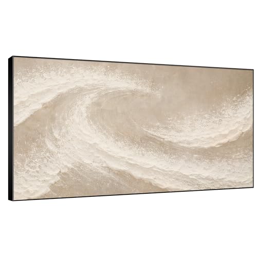 36"x60" Extra Large Framed Wall Art Soft Sand Wave Abstract Neutral Illustration for Home Living Room Bedroom Decor
