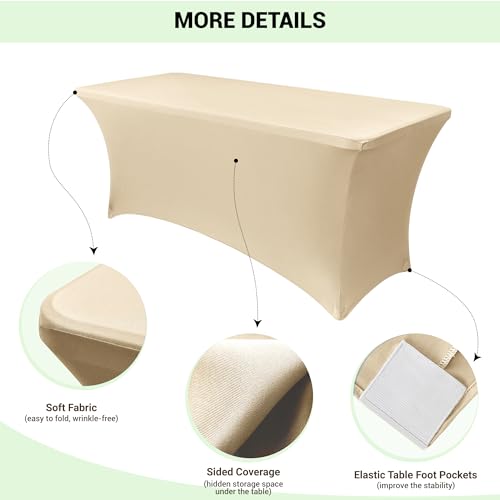 6ft Stretch Spandex Table Cover for Standard Folding Tables (2 Count)
