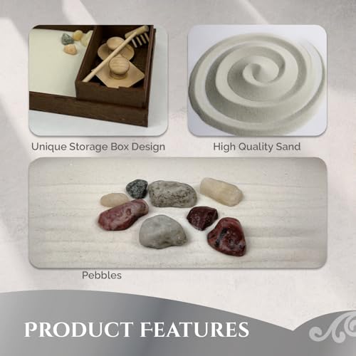 Wooden Zen Garden with Accessories Box