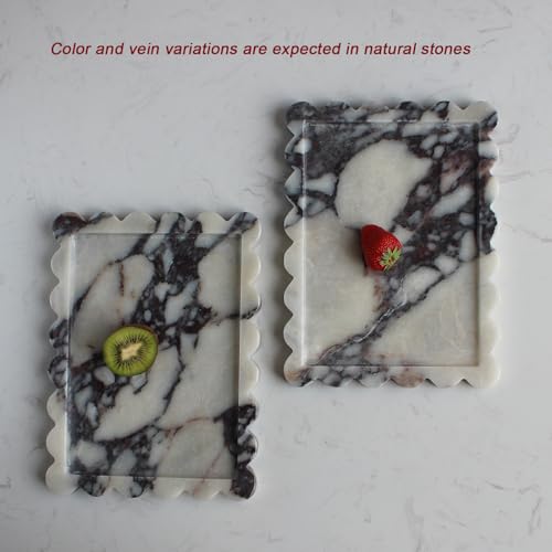 Natural Luxury Scalloped Marble Tray 10.8"x8"