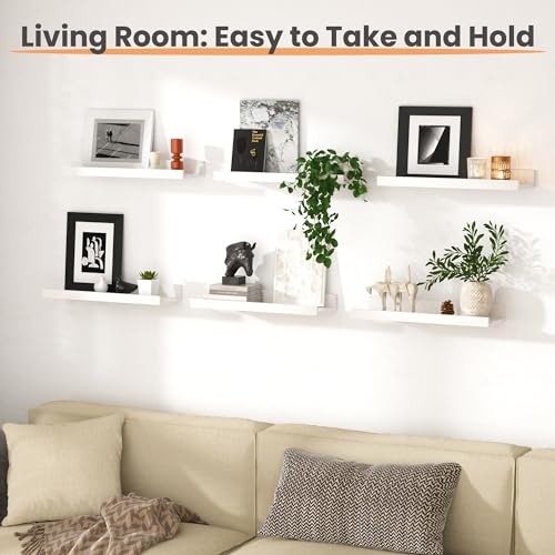 Floating Shelves for Wall Decor and Storage (6 Count)